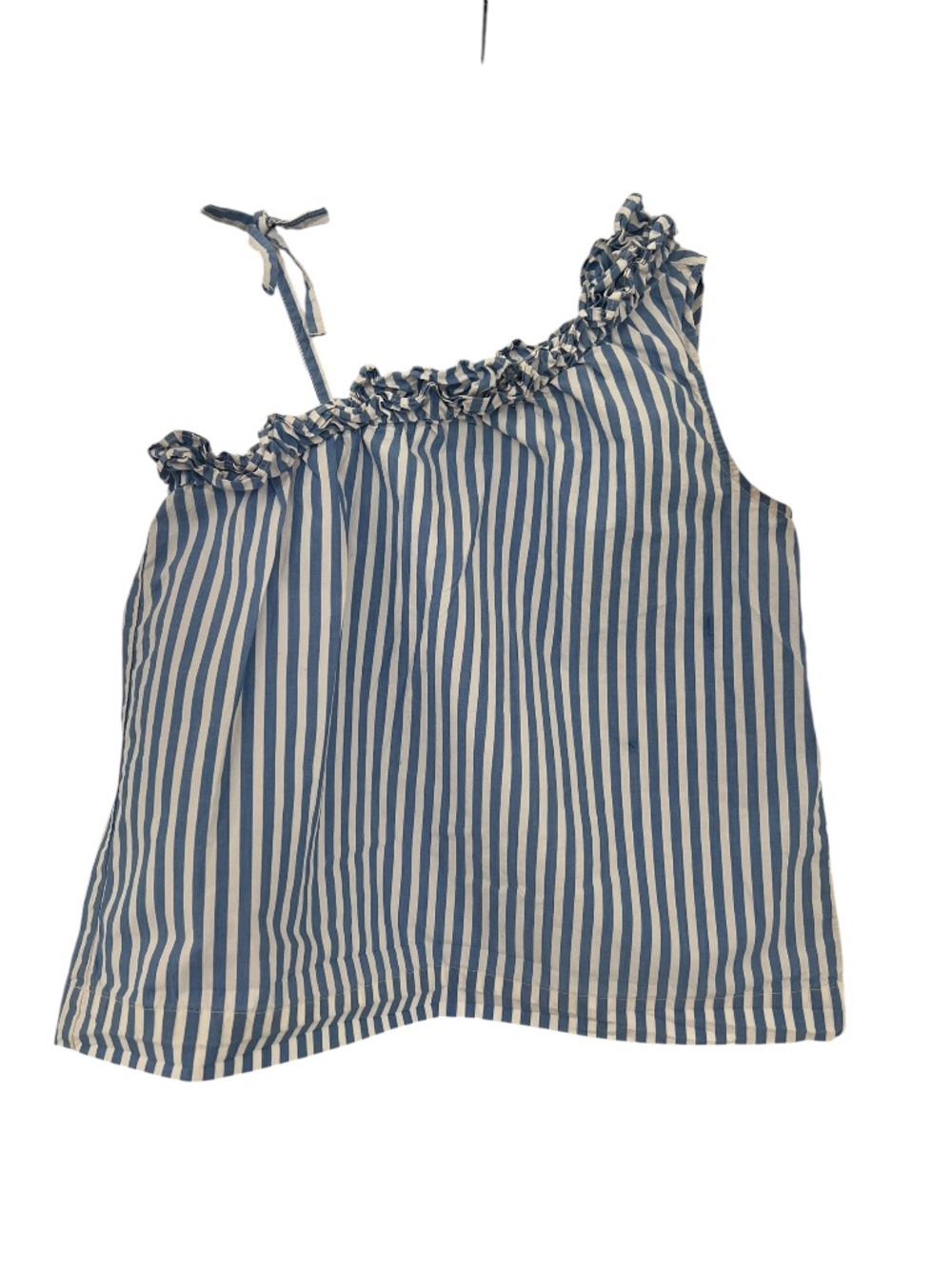 Crewcuts by J.Crew Blue Striped One-Shoulder Coastal Top (Size 10)